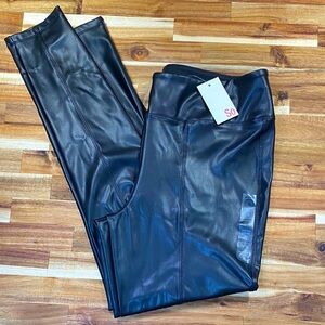SO Kohl's Black Luxe Faux Leather Leggings NWT